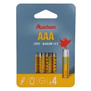 Auchan 4 piles LR03 / AAA alcaline, 4 piles