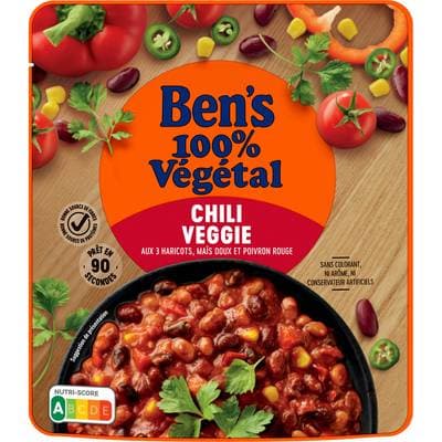 Ben's Original Chili Veggie - 3 Haricots, Maïs Doux et Poivron rouge 100% Végétal, 285g