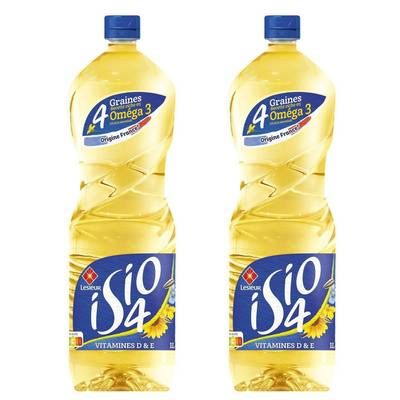 Isio 4 - Lesieur Huile combinée 4 graines Colza, Tournesol, Oleisol, Lin, Lot de 2x1L