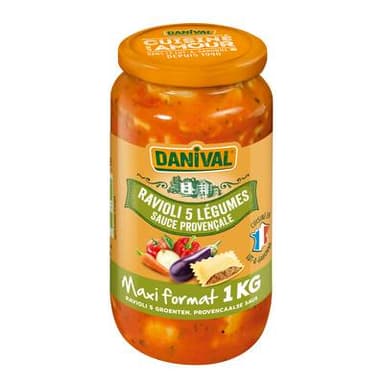 Danival Ravioli 5 légumes bio sauce provençale, Maxi format, 1KG