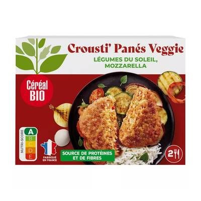 Céréal Bio 2 Croustis panés Veggie Légumes du Soleil Mozza Bio, 250g
