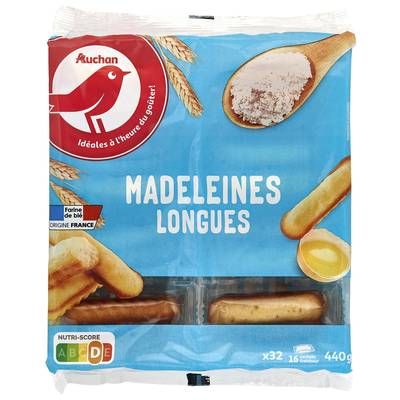 Auchan Madeleines longues aux oeufs frais sachets fraîcheur, 440g
