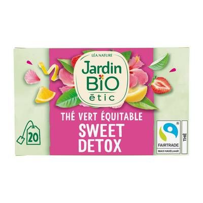 Jardin Bio Etic Thé Vert Sweet Detox Saveur fraise et citron Bio - 20 sachets, 30g
