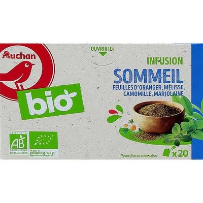 Auchan BIO Infusion sommeil bio, 20 sachets