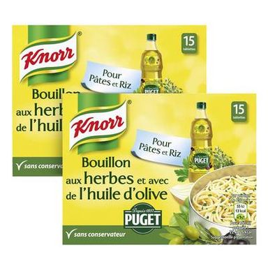 Knorr Bouillon Cube aux herbes et huile d'olive Puget - 15 Cubes, Lot de 2 - 15x11g