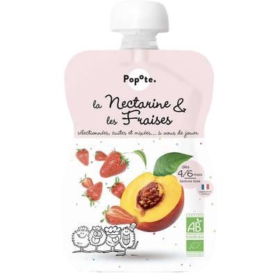 3760262841946 - Popote - Nectarine Fraise Bio Gourde Bébé Dès 4/6 mois