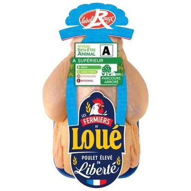 Loué Poulet Blanc Entier Fermier Label Rouge Prêt à Cuire, 1,25kg