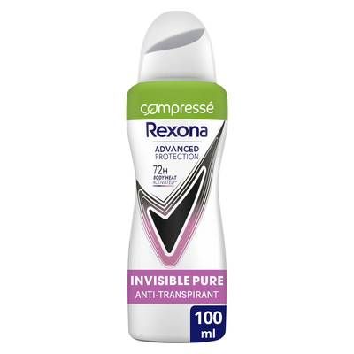 Rexona Déodorant spray compressé Anti-traces Invisible Pure Advanced Protection, 100ml