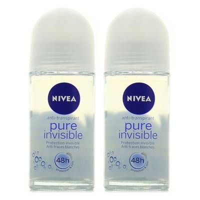 Nivea Déodorant bille 48h Pure Invisible, Lot de 2x50ml