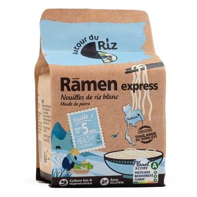 Autour Du Riz Ramen express, nouille de riz blanc bio en brique individuelle, 4x70g