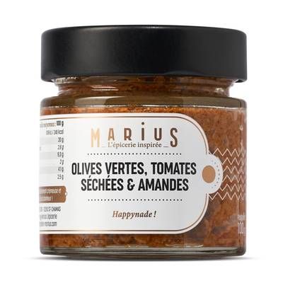 Marius, L'Épicerie Inspirée Olives vertes Tomates séchées et Amandes, 100g