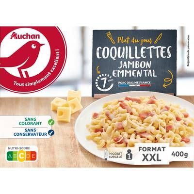 Auchan Coquillette au jambon et emmental, 400g