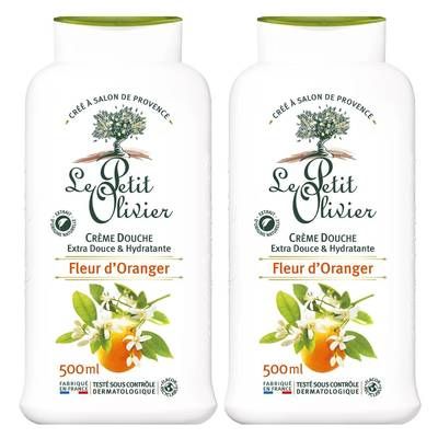 Le petit Olivier Gel douche extra douce fleur d'oranger, Lot de 2x500ml