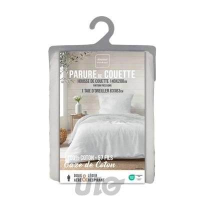 3574386449847 - Douceur D Interieur - Parure de lit double gaz de coton Angelia Blanc