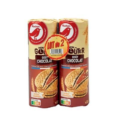 Auchan Mon gouter Biscuits fourrés au chocolat, 300g