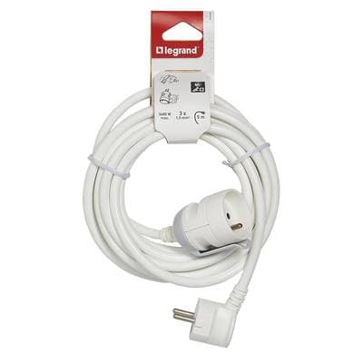 Legrand Rallonge domestique 2P+T blanc, 5 m