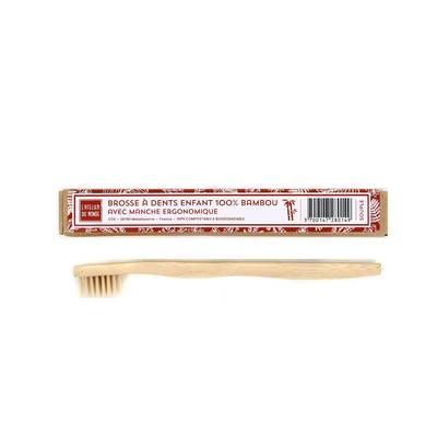 L'Atelier Du Monde Brosse à dent Enfant bambou manche ergonomique, 1 brosse à dents
