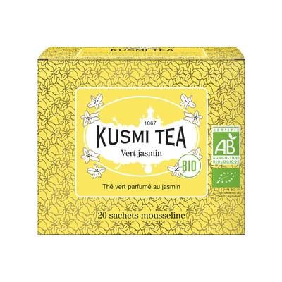 Kusmi Tea Thé vert jasmin Bio - Etui sachets mousseline 40g, 20 sachets
