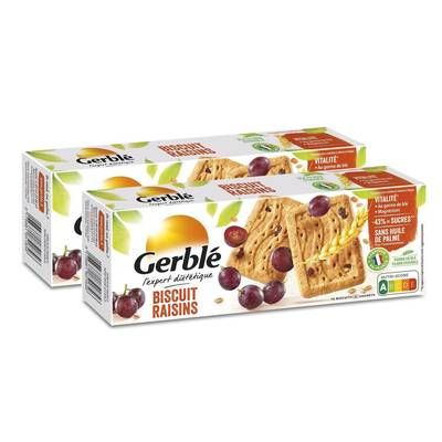 Gerblé Vitalité 16 Biscuits Raisins -43% de sucres en moins, Lot de 2x270g