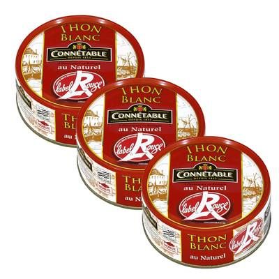 Connetable Thon Blanc germon au naturel Label Rouge, Lot de 3x120g