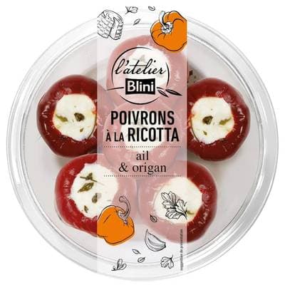 Atelier Blini Mini Poivrons Farcis à la Ricotta, 150g