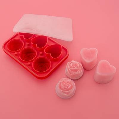 Dotz Moule à glaçons en silicone platine roses et cœurs, 17x12x5cm