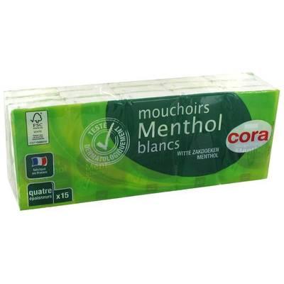 3257984846750 - Cora - Mouchoirs blancs Menthe en étui compact 4 épaisseurs