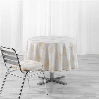 3574387227550 - Douceur D Interieur - Nappe ronde polyester imprimeé metallisé Sunny gold