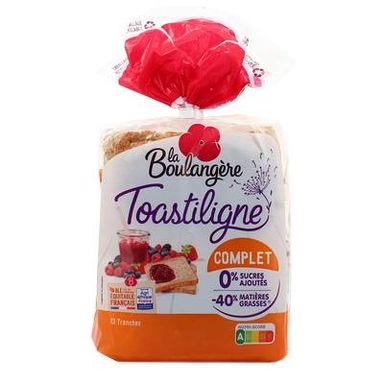 La Boulangère - Toastiligne Pain de Mie à la Farine Complète, 12 tranches - 500g