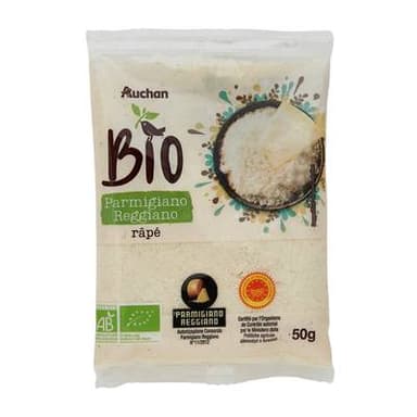Auchan BIO Parmigiano reggiano râpé Bio AOP, 50g