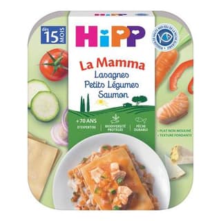 Hipp - La Mamma Lasagnes Petits Légumes Saumon Bio Assiette Bébé Dès 15 mois, 250g