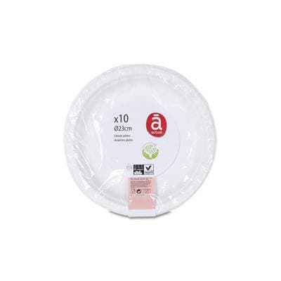 ACTUEL Assiettes pulpe 23cm blanc, 10 assiettes