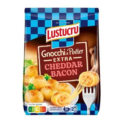 Lustucru Gnocchi à poêler extra cheddar bacon, 250g