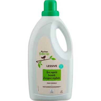 Auchan Better Life Lessive liquide Peaux sensibles Aloe vera, 1,998L
