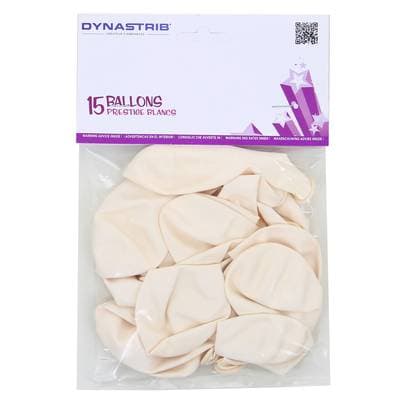 Dyna Party Ballons prestiges Blanc, 15 ballons