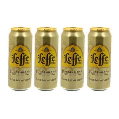 Leffe Bière blonde d'Abbaye 6.2°, Lot de 4x50cl