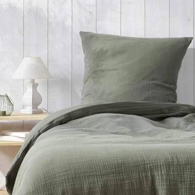 3574386449854 - Douceur D Interieur - Parure De Lit Double Gaze De Coton Angelia Kaki