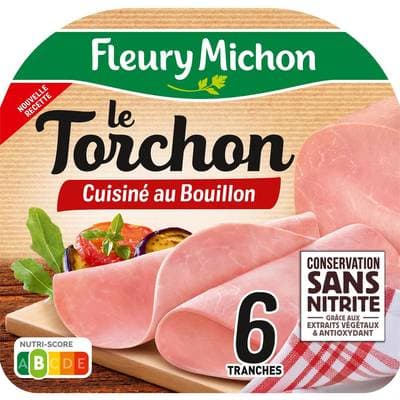 Fleury Michon Jambon Blanc au Torchon Conservation Sans Nitrite, 6 tranches - 210g