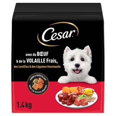 César Croquettes Boeuf Volaille Lentille Légumes pour Petit Chien Adulte, 1,4kg