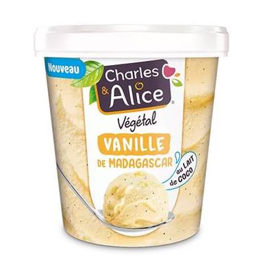Charles et Alice Glace vegan vanille et lait de coco allégé, 307g