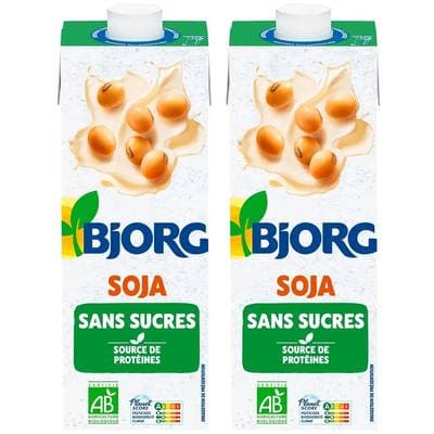 Bjorg Soja Sans Sucres Ajoutés Boisson Végétale Bio, Lot de 2x1L
