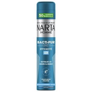 Narta Homme Déodorant Homme Bacti-Pur au Zinc 48H, 200ml