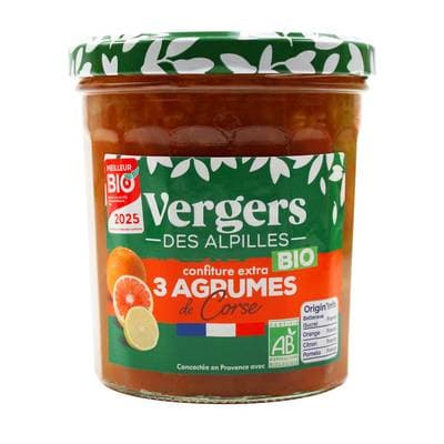 Vergers des Alpilles Confiture Extra 3 Agrumes de Corse Bio, 350g