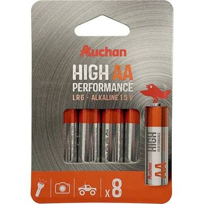 Auchan 8 pile LR06 / AA alcaline haute performance, 8 piles