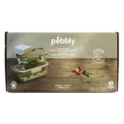 Pebbly Set sous-vide 3 pièces 2 boites 800 + 1200ml + pompe, 3 pièces