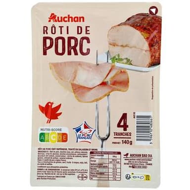 Auchan Rôti de Porc, 4 tranches - 140g