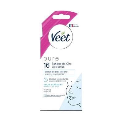 Veet Bandes de cire Froide Visage, 16 bandes