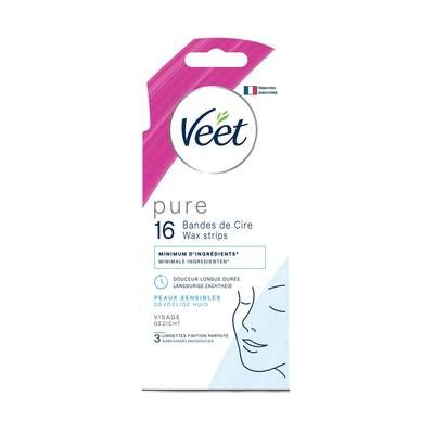 Veet Bandes de cire Froide Visage, 16 bandes