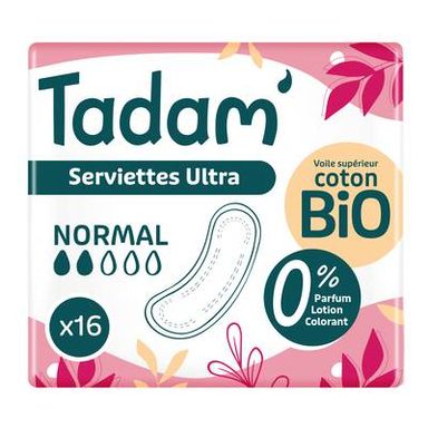 Tadam Serviettes hygiéniques Ultra Normal, 16 serviettes