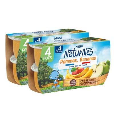 Nestlé - Naturnes Pomme banane Bol Bébé Dès 4 mois, Lot de 2 - 4x130g